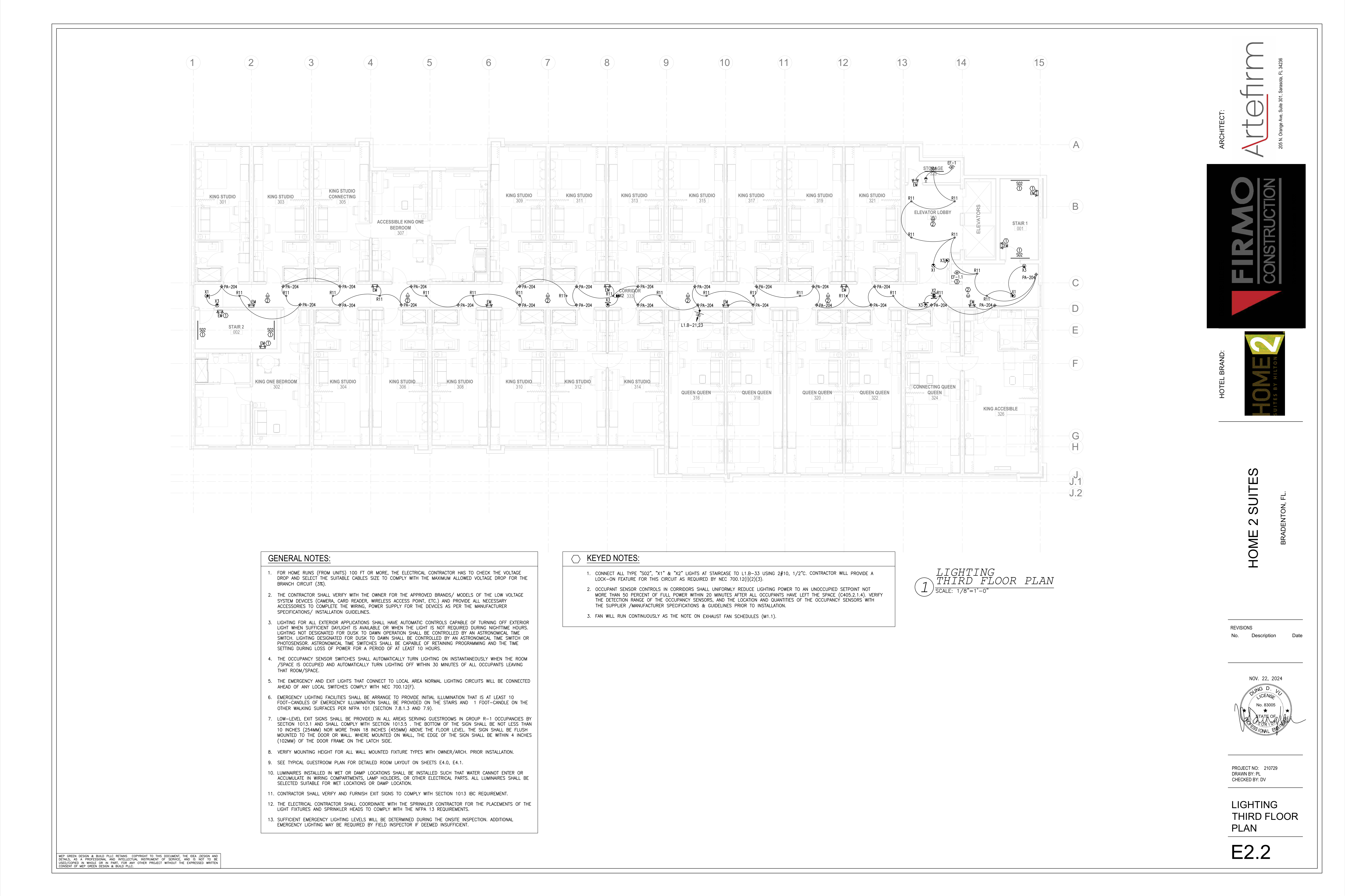 E2.2 Lighting Third Floor Plan original source